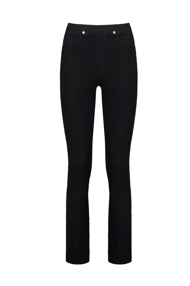 Vassalli Slim Leg Pull On Denim Black