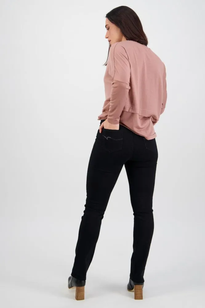 Vassalli Slim Leg Pull On Denim Black