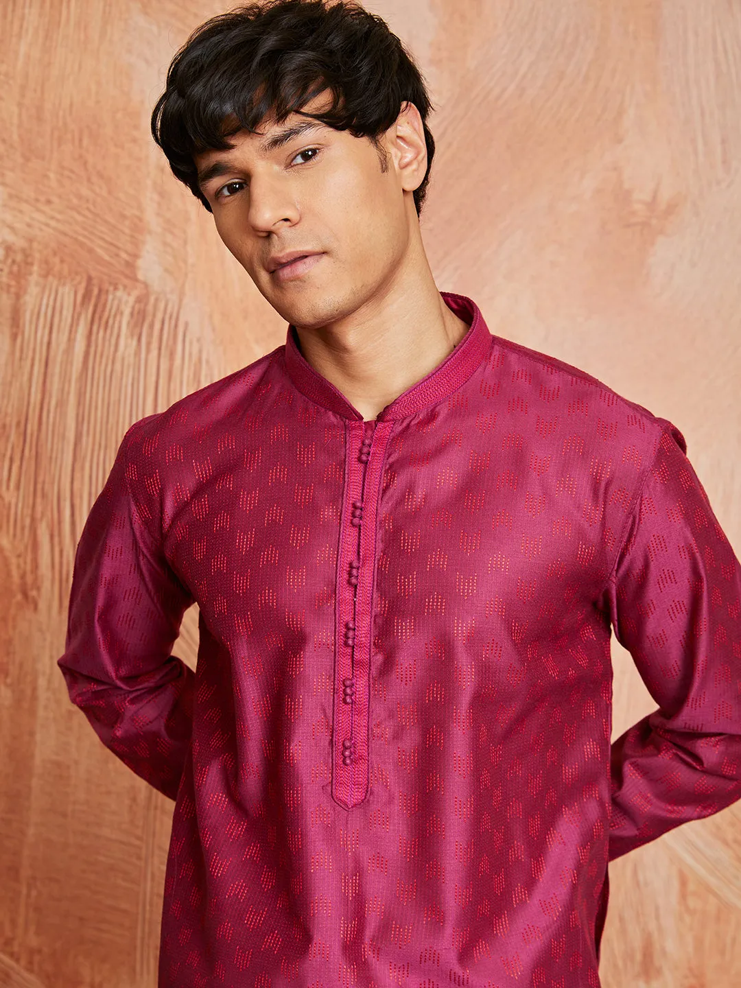 VASTRAMAY Men's Falsa Silk Blend Kurta and Pyjama Set