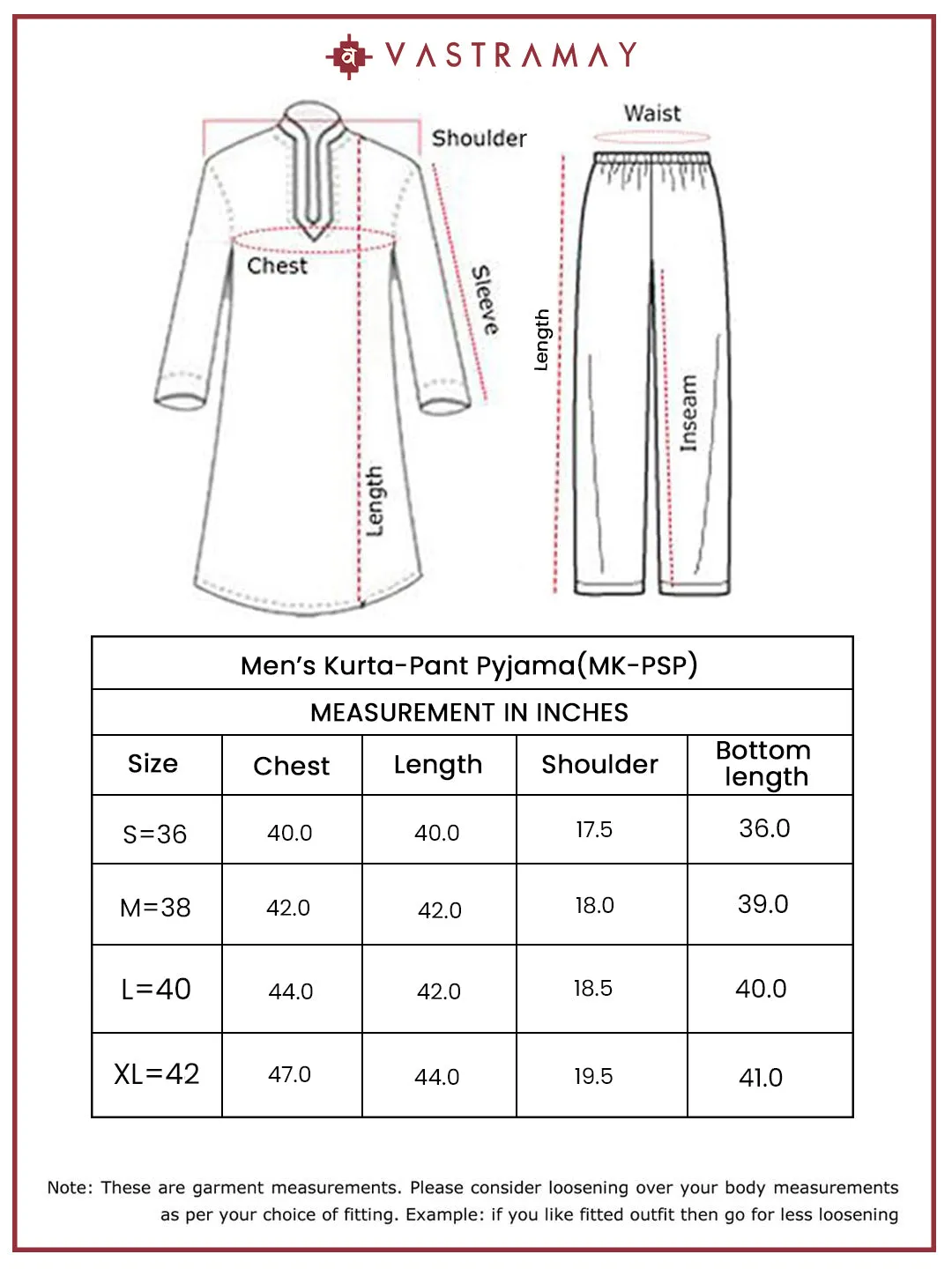 VASTRAMAY Men's Falsa Silk Blend Kurta and Pyjama Set