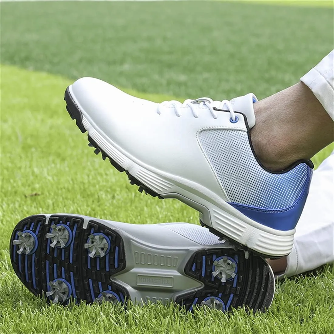 VEACAM Golf Shoes for Men, 7 Spikes Golf Sneakers Walking Footwears Outdoor Waterproof Golf Training Shoe