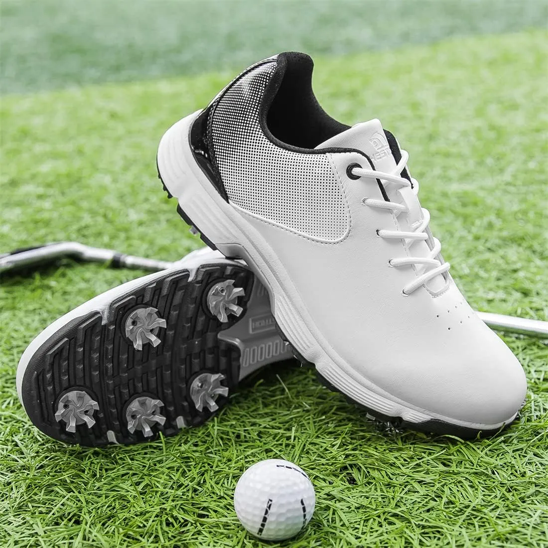 VEACAM Golf Shoes for Men, 7 Spikes Golf Sneakers Walking Footwears Outdoor Waterproof Golf Training Shoe
