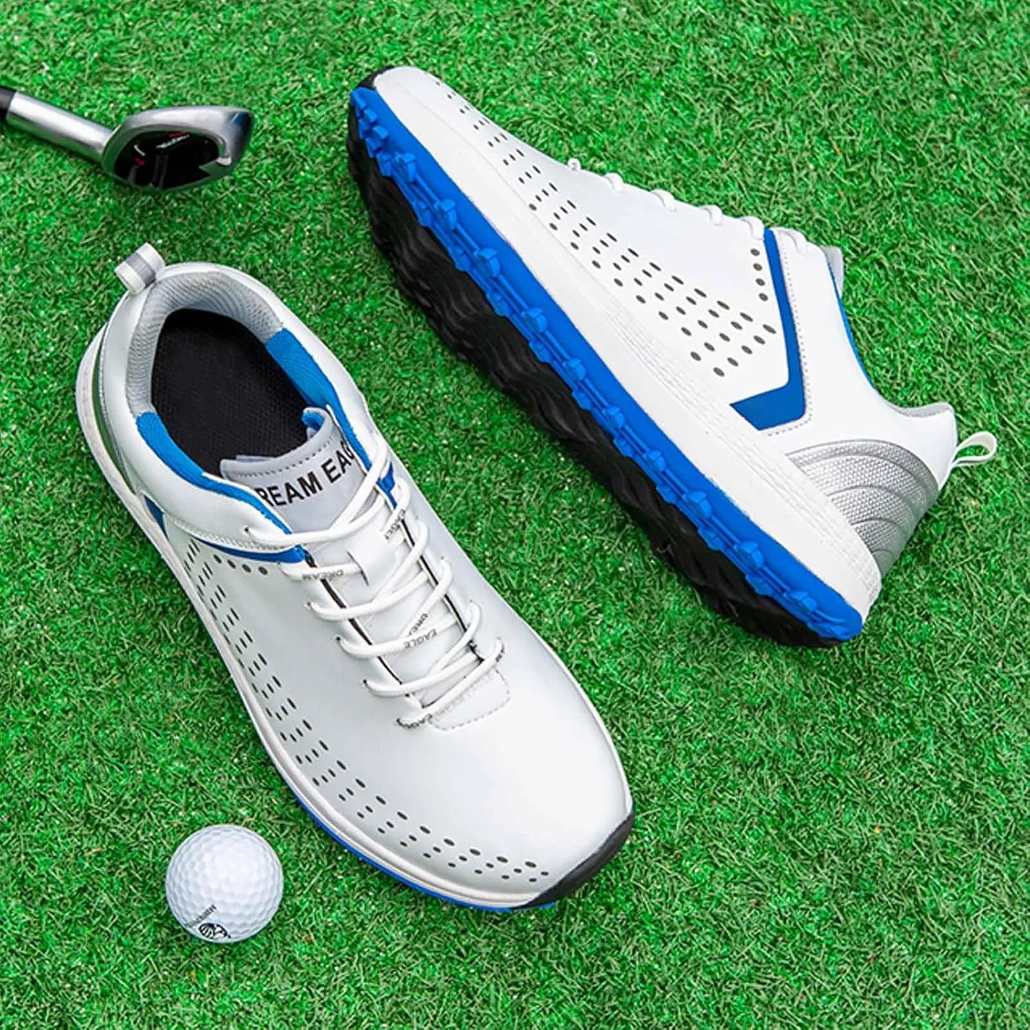 Waterproof Golf Shoes for Mens Fashion Spikeless Outdoor Golf Sport Sneakers Water-Resistant Non-Slip Trainers Golfing