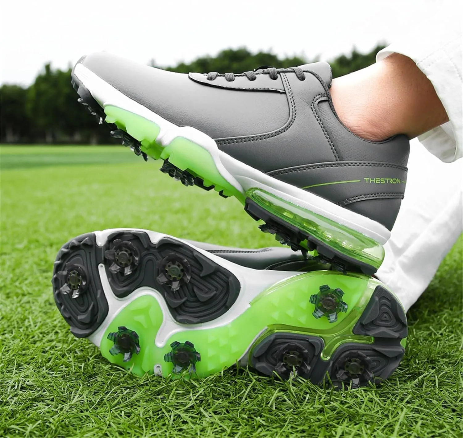 Waterproof Golf Shoes Men Leather Spikes Golfers Training Sneakers Anti Slip Walking Footwears Golf Athletic Fitness Trainers