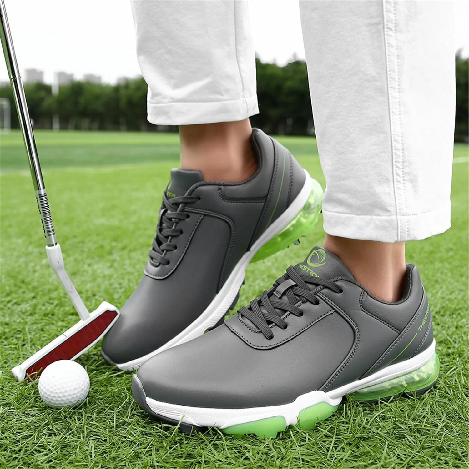 Waterproof Golf Shoes Men Leather Spikes Golfers Training Sneakers Anti Slip Walking Footwears Golf Athletic Fitness Trainers