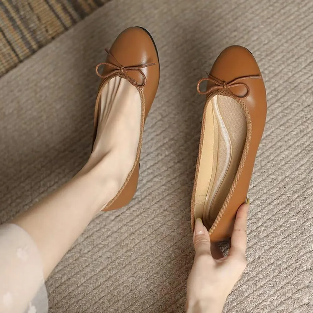 WENJIAZHIZHI Women's Cute Bowknot Ballet Flats Round Toe Flat Shoes Comfortable Dress Shoes Wear to Work Slip On Memory Foam Loafers Dressy Office Shoes