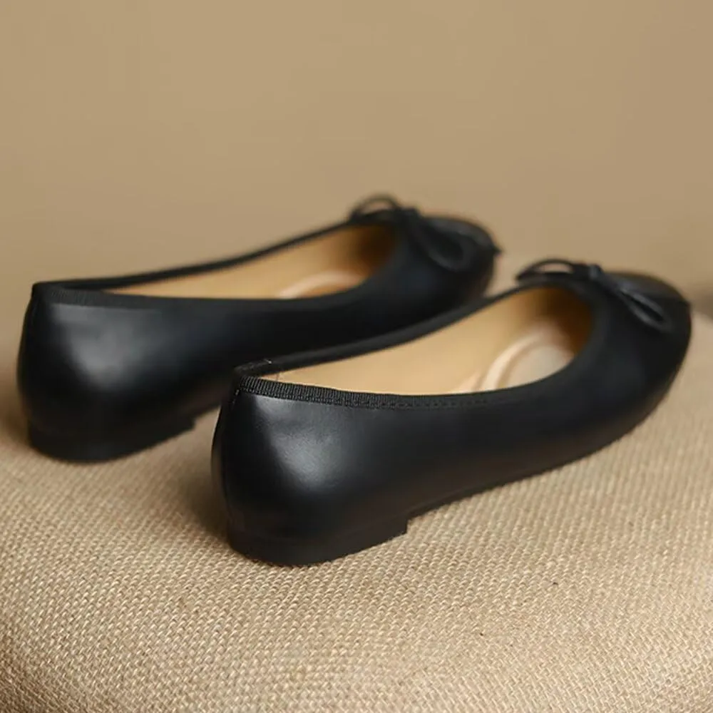 WENJIAZHIZHI Women's Cute Bowknot Ballet Flats Round Toe Flat Shoes Comfortable Dress Shoes Wear to Work Slip On Memory Foam Loafers Dressy Office Shoes