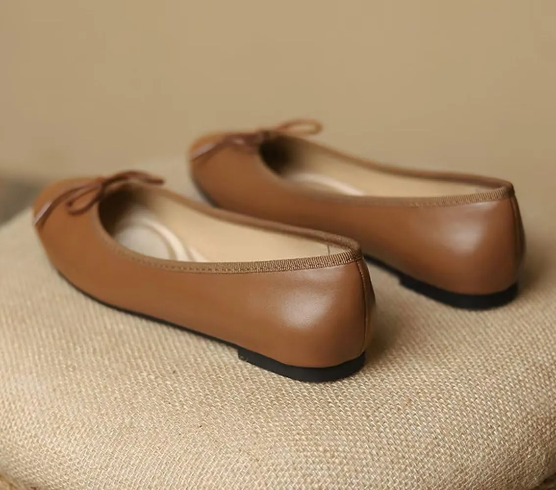 WENJIAZHIZHI Women's Cute Bowknot Ballet Flats Round Toe Flat Shoes Comfortable Dress Shoes Wear to Work Slip On Memory Foam Loafers Dressy Office Shoes
