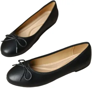 WENJIAZHIZHI Women's Cute Bowknot Ballet Flats Round Toe Flat Shoes Comfortable Dress Shoes Wear to Work Slip On Memory Foam Loafers Dressy Office Shoes