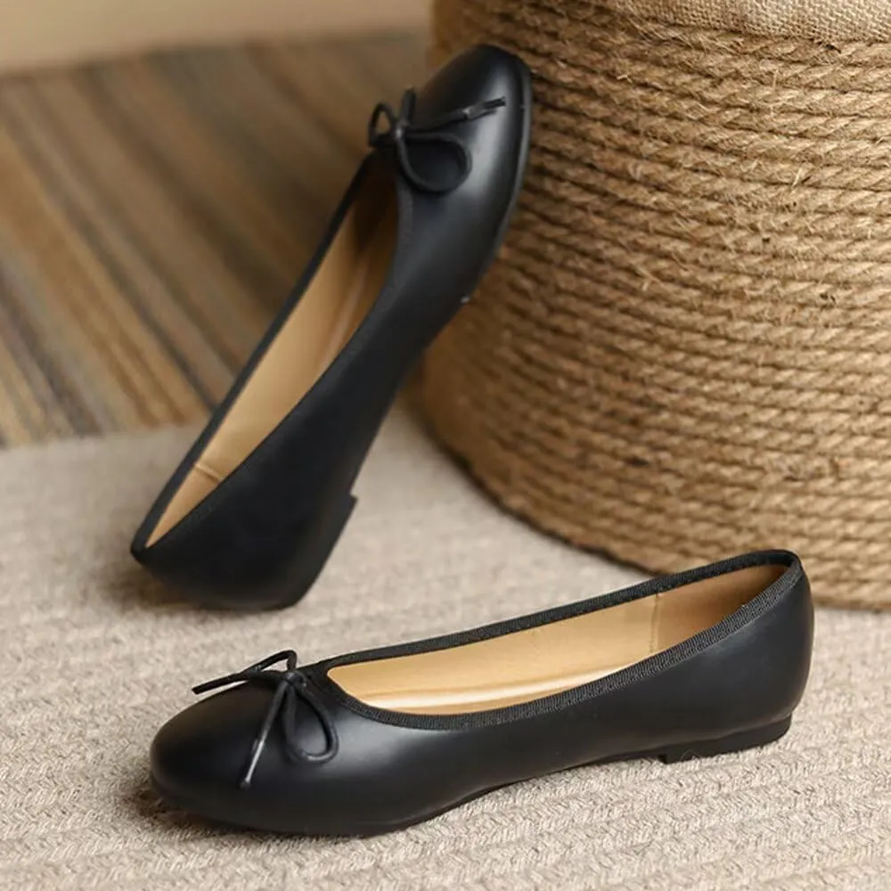 WENJIAZHIZHI Women's Cute Bowknot Ballet Flats Round Toe Flat Shoes Comfortable Dress Shoes Wear to Work Slip On Memory Foam Loafers Dressy Office Shoes