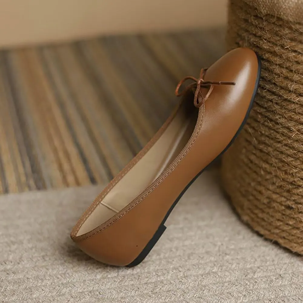 WENJIAZHIZHI Women's Cute Bowknot Ballet Flats Round Toe Flat Shoes Comfortable Dress Shoes Wear to Work Slip On Memory Foam Loafers Dressy Office Shoes