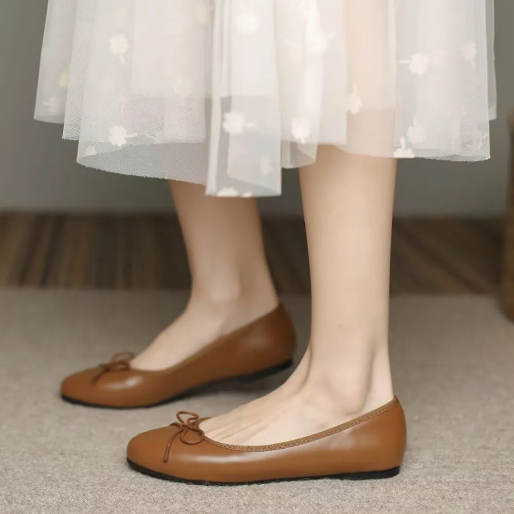 WENJIAZHIZHI Women's Cute Bowknot Ballet Flats Round Toe Flat Shoes Comfortable Dress Shoes Wear to Work Slip On Memory Foam Loafers Dressy Office Shoes
