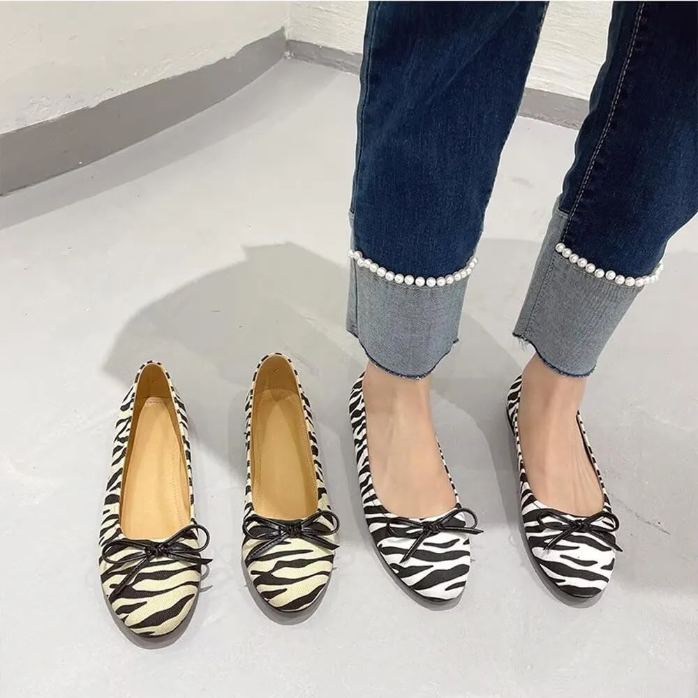 WENJIAZHIZHI Women's Cute Bowknot Ballet Flats Round Toe Flat Shoes Comfortable Dress Shoes Wear to Work Slip On Memory Foam Loafers Dressy Office Shoes