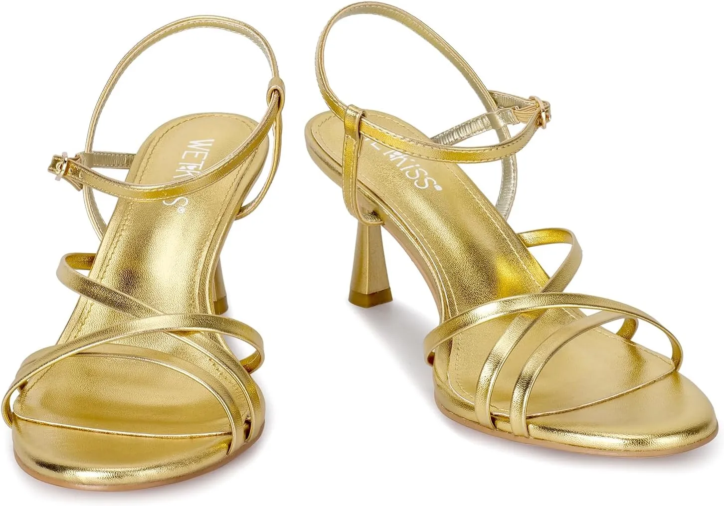 wetkiss Strappy Kitten Heels For Women Low Heel Comfy Sandals Adjustable Ankle Strap Round Open Toe For Homecoming Party Dress Wedding Gold Black White Red Silver Available