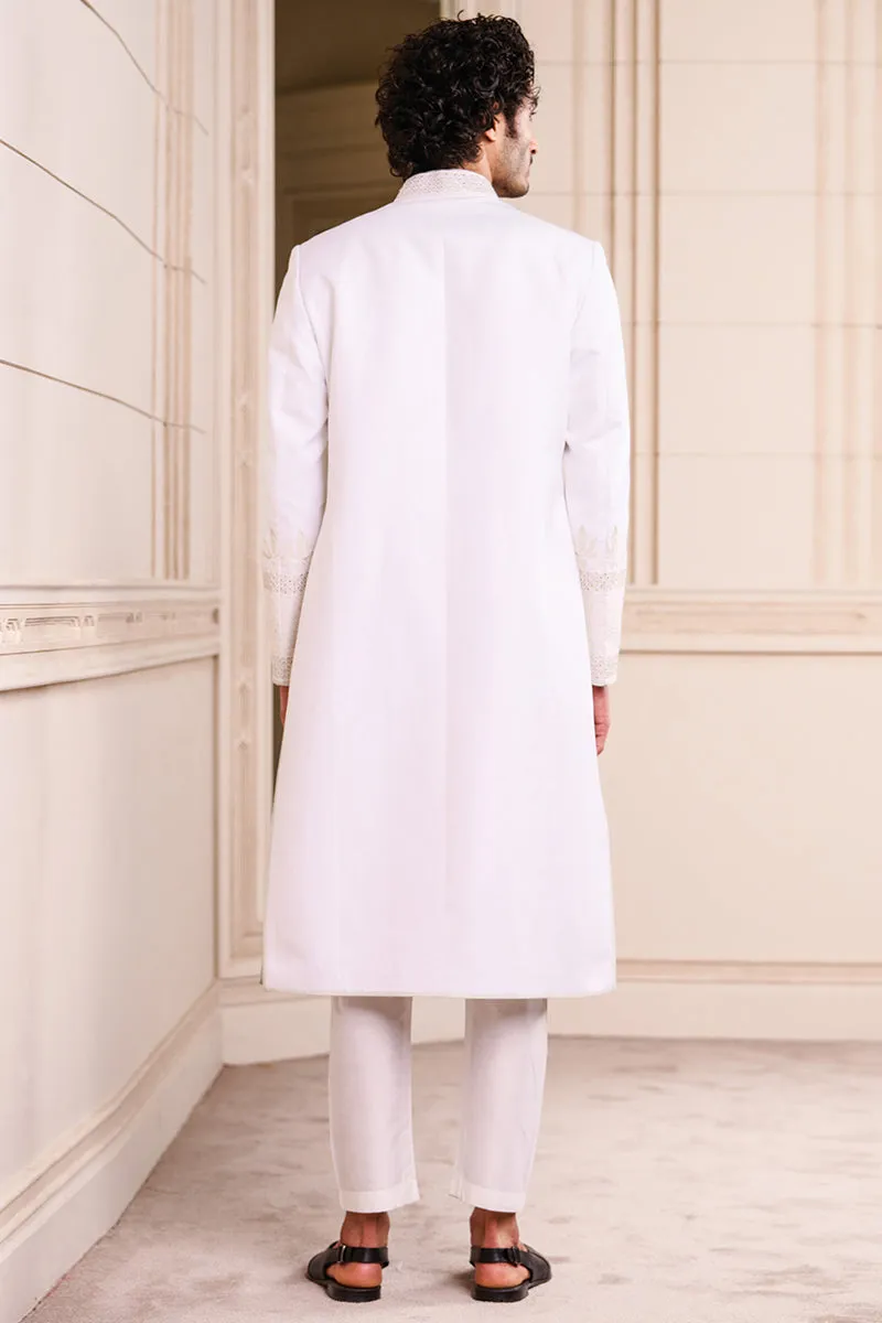 White Linen Swarovski Sherwani
