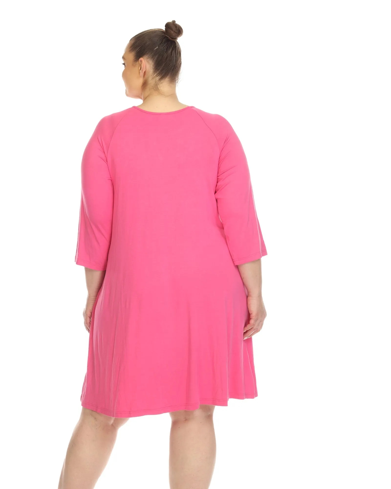 White Mark Women's  Criss Cross Neckline Swing Midi Dress | Fuchsia