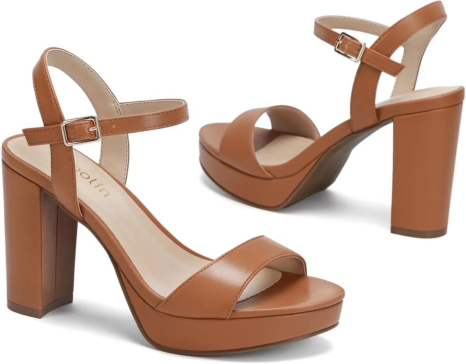 Wide Width Heels for Women Block Chunky Platform High Heels Sandals Open Toe Wedding Party Ankle Strap Dress Shoes