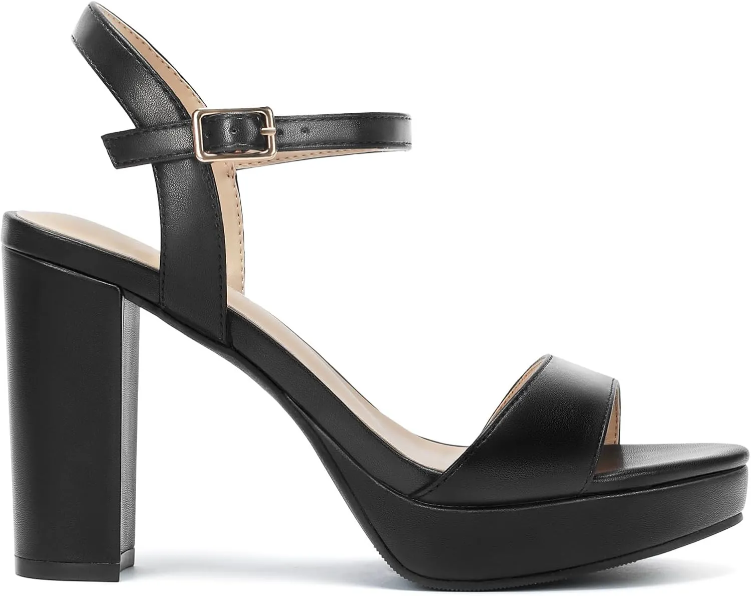 Wide Width Heels for Women Block Chunky Platform High Heels Sandals Open Toe Wedding Party Ankle Strap Dress Shoes