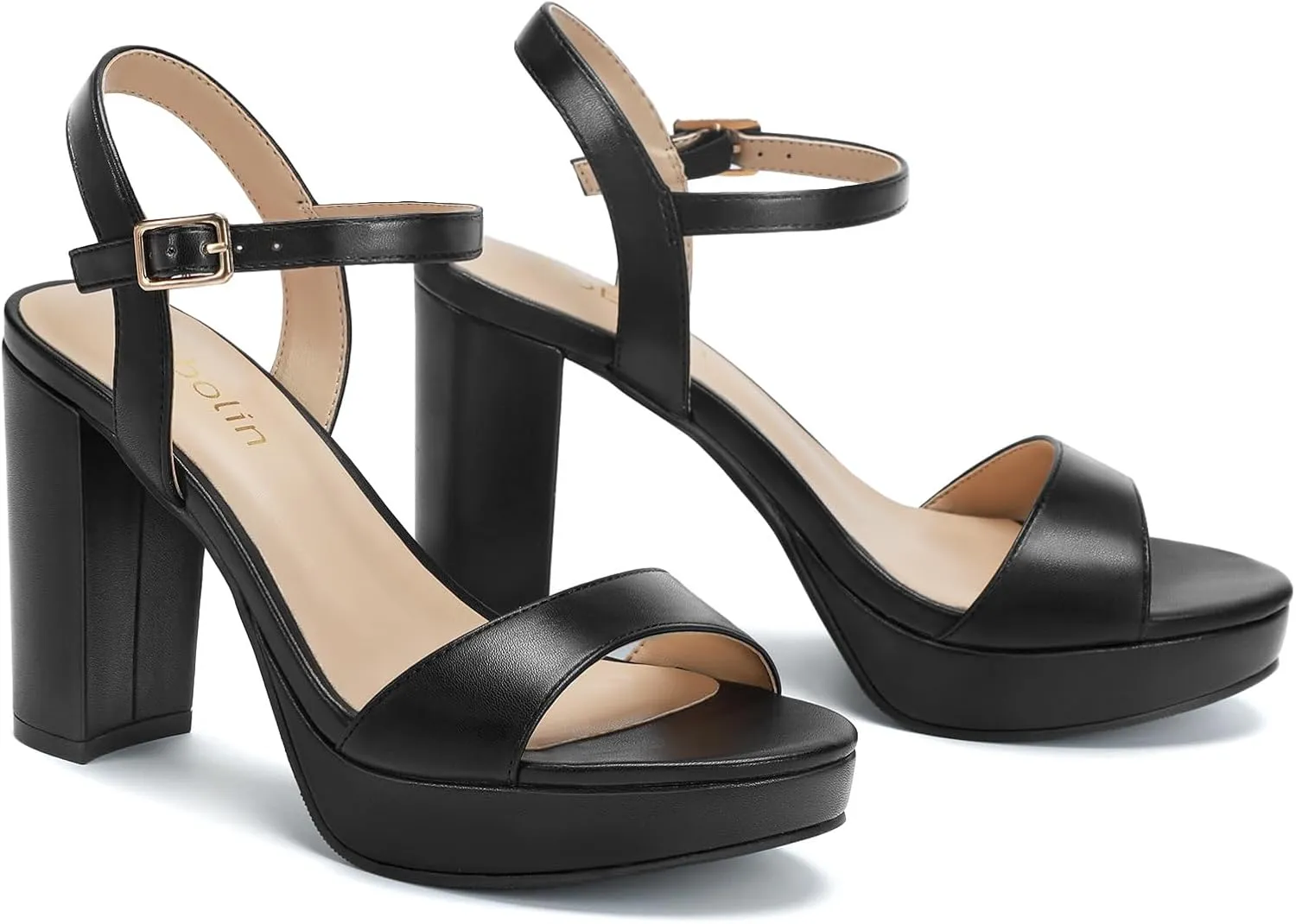 Wide Width Heels for Women Block Chunky Platform High Heels Sandals Open Toe Wedding Party Ankle Strap Dress Shoes
