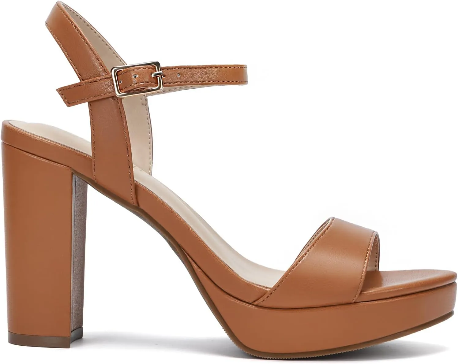 Wide Width Heels for Women Block Chunky Platform High Heels Sandals Open Toe Wedding Party Ankle Strap Dress Shoes