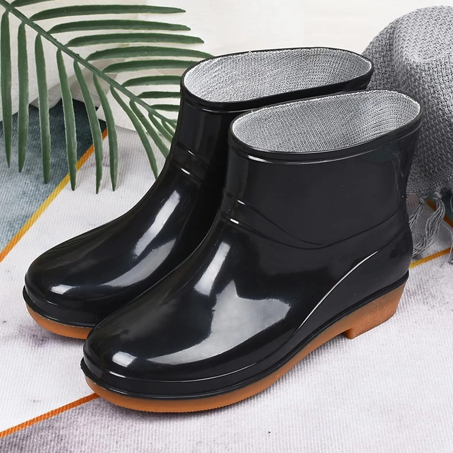 Women Boots Low Heeled Buckle Toe Middle Shoe Round Rain women's boots Womens Fashion Boots, 7