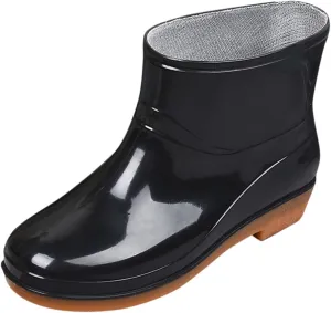 Women Boots Low Heeled Buckle Toe Middle Shoe Round Rain women's boots Womens Fashion Boots, 7