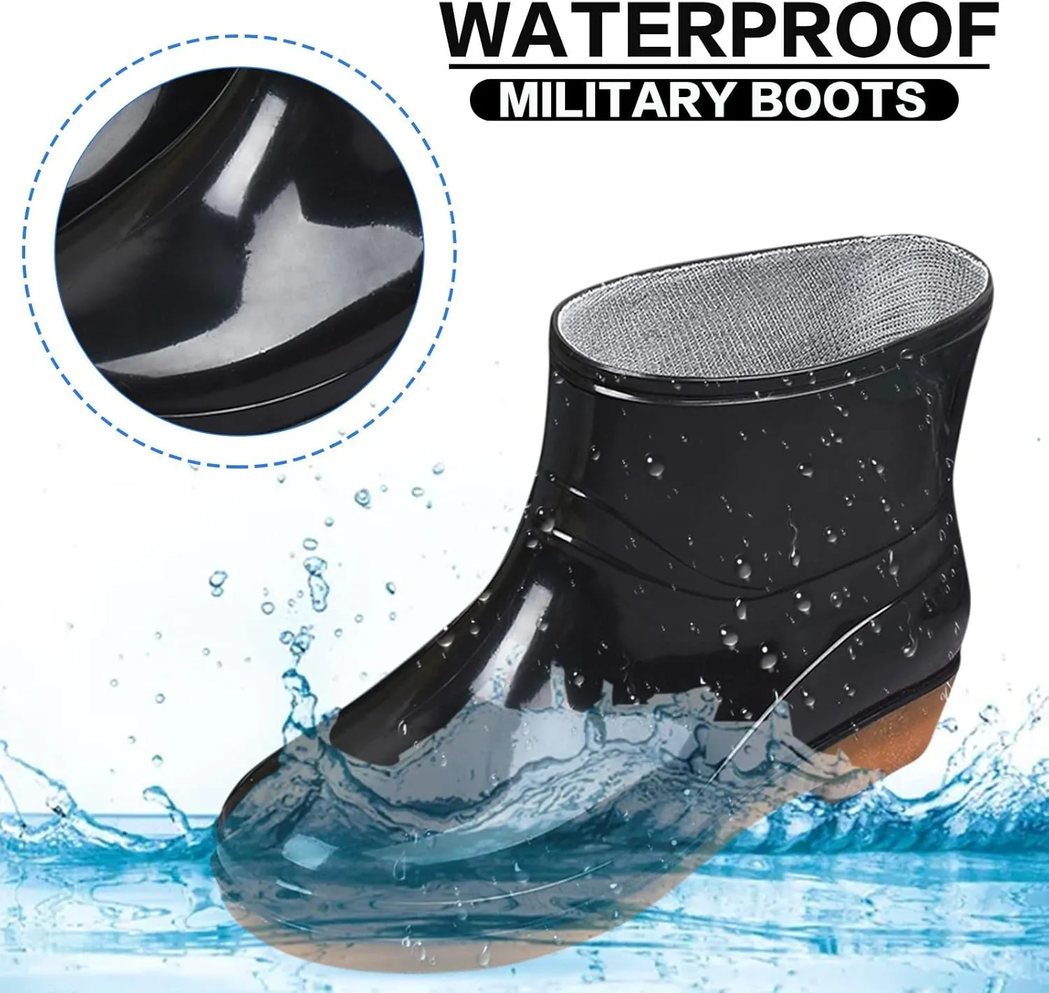 Women Boots Low Heeled Buckle Toe Middle Shoe Round Rain women's boots Womens Fashion Boots, 7