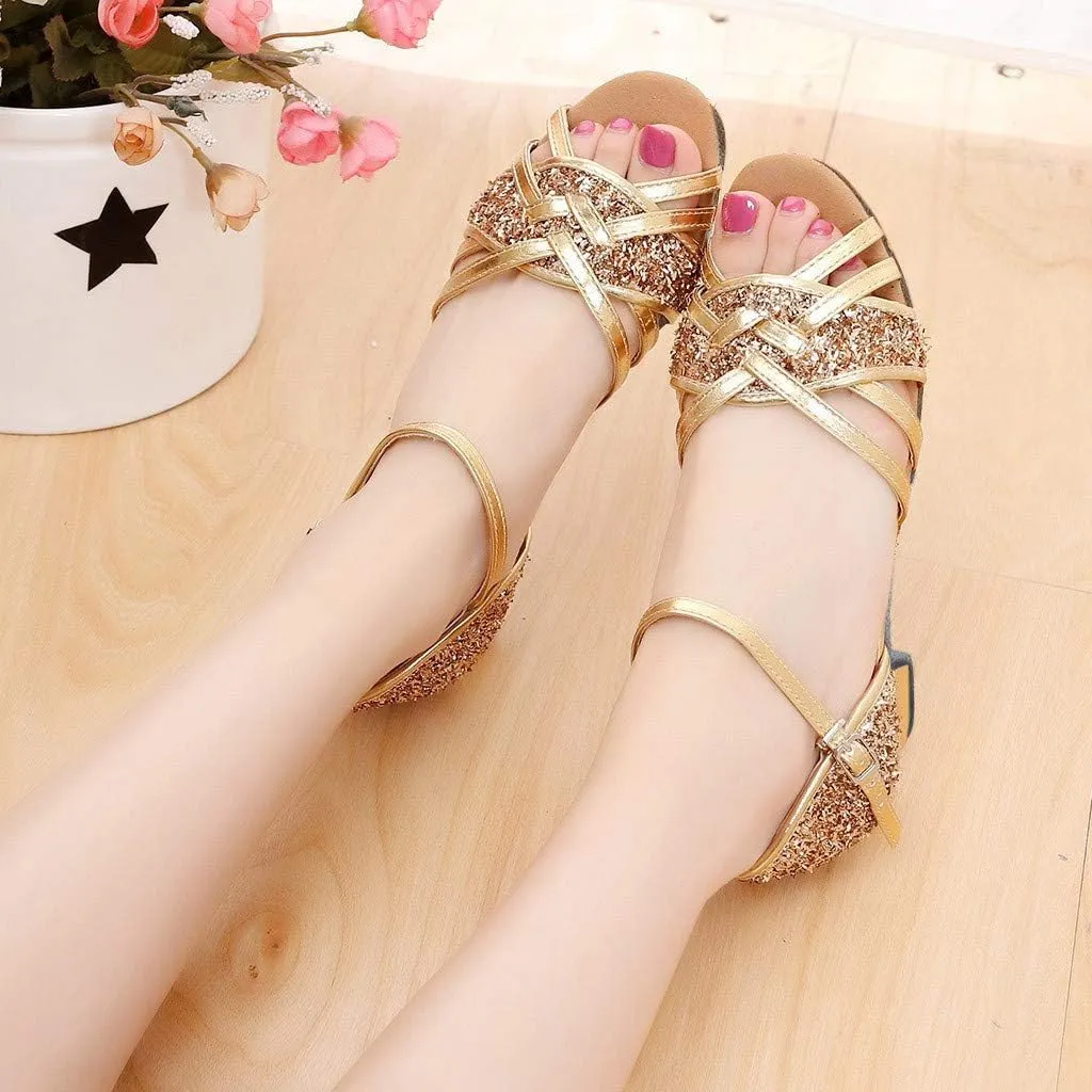Women Fashion Dancing Prom Ballroom Latin Dance Shoes Sandals Flip Flops That Fold Shoes