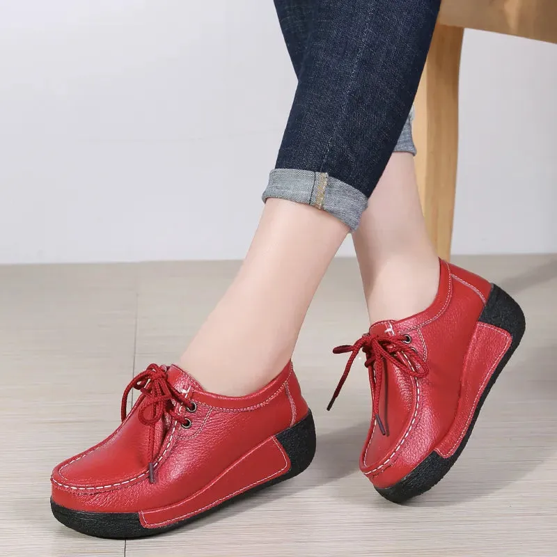 Women Flats Comfortable Loafers Shoes Woman Breathable Leather Sneakers Women Fashion Black Soft Cas