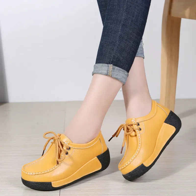 Women Flats Comfortable Loafers Shoes Woman Breathable Leather Sneakers Women Fashion Black Soft Cas