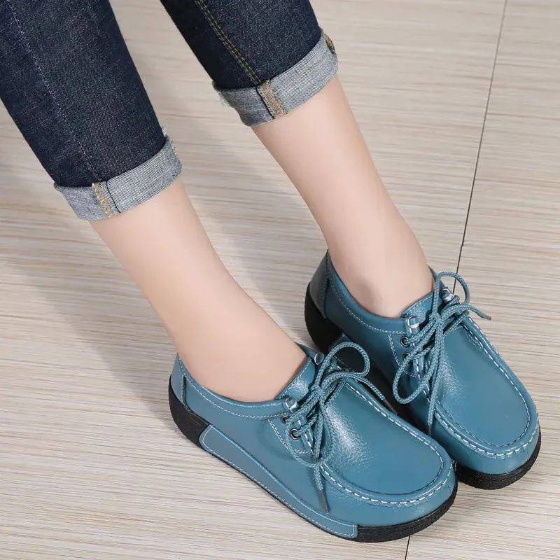 Women Flats Comfortable Loafers Shoes Woman Breathable Leather Sneakers Women Fashion Black Soft Cas