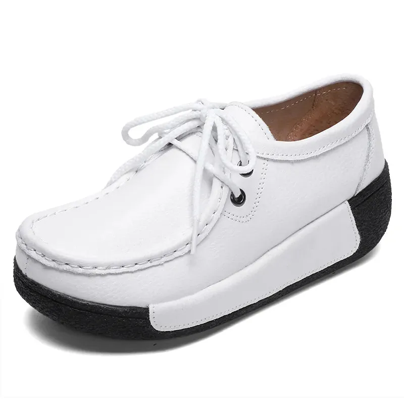 Women Flats Comfortable Loafers Shoes Woman Breathable Leather Sneakers Women Fashion Black Soft Cas