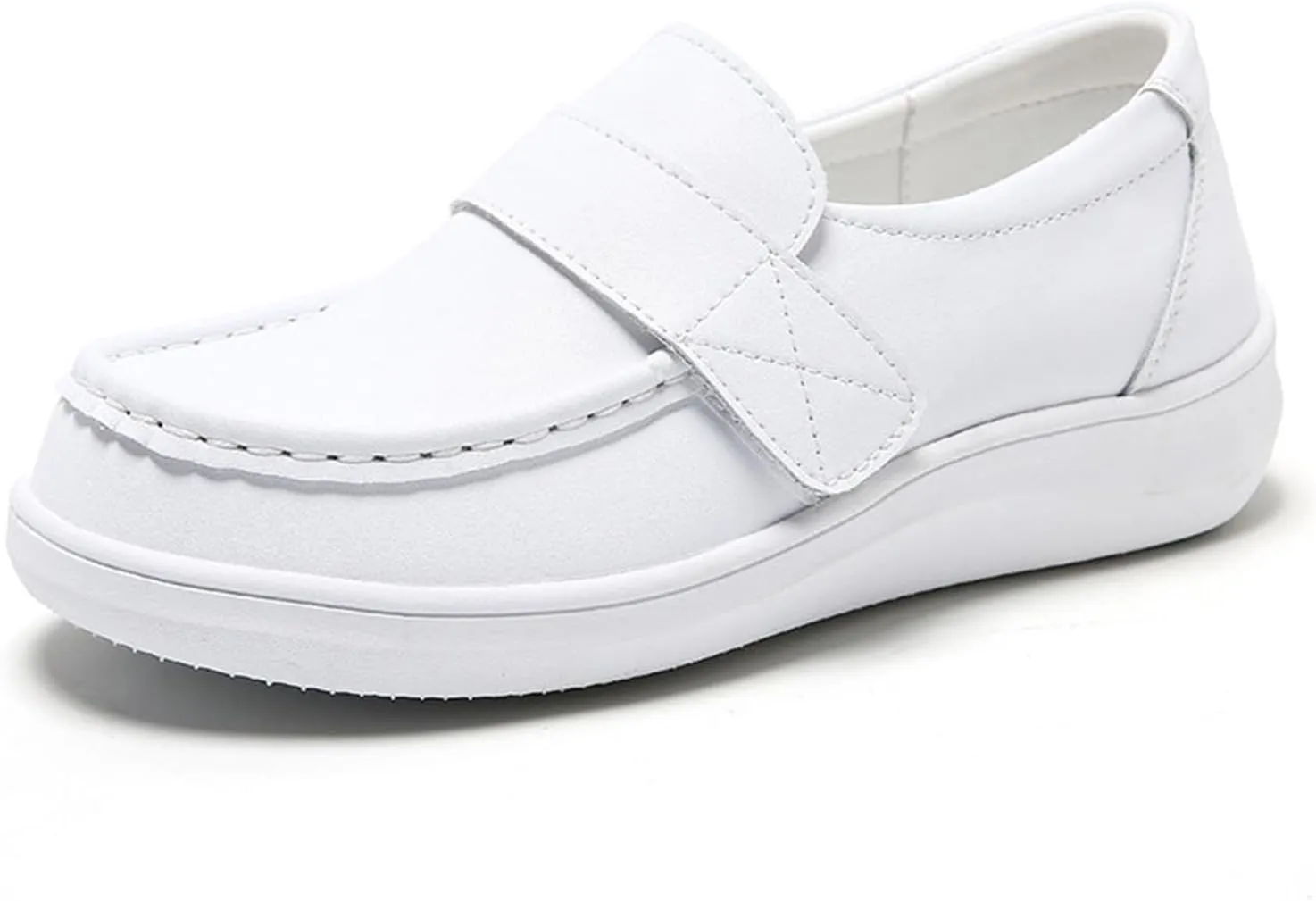 Women's Casual Loafers Cute, Women's Air Cushion Adjustable Soft Bottom Breathable Leather Flats Nurse Shoes, Spring Summer Non-Slip Arch Support Loafers, for Medical Work Care