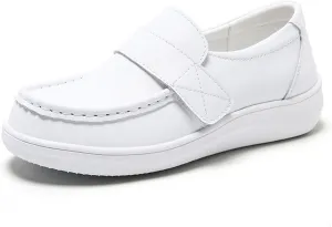 Women's Casual Loafers Cute, Women's Air Cushion Adjustable Soft Bottom Breathable Leather Flats Nurse Shoes, Spring Summer Non-Slip Arch Support Loafers, for Medical Work Care