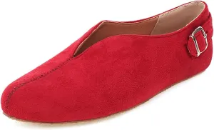 Women's Casual Slip On Loafers Flats Vintage Round Toe Comfort Vegan Suede Girls Dress Oxford Shoes