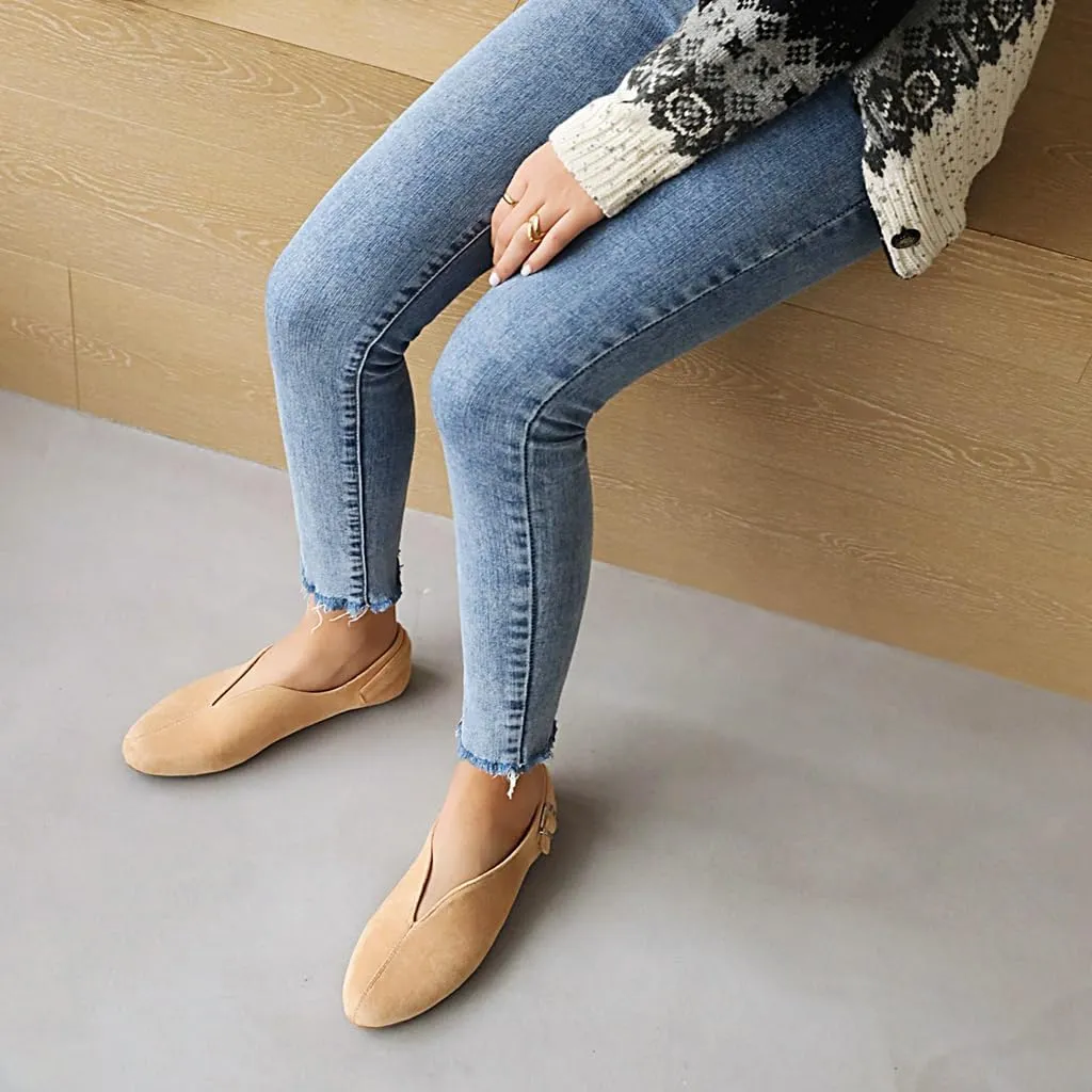 Women's Casual Slip On Loafers Flats Vintage Round Toe Comfort Vegan Suede Girls Dress Oxford Shoes