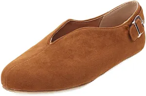 Women's Casual Slip On Loafers Flats Vintage Round Toe Comfort Vegan Suede Girls Dress Oxford Shoes