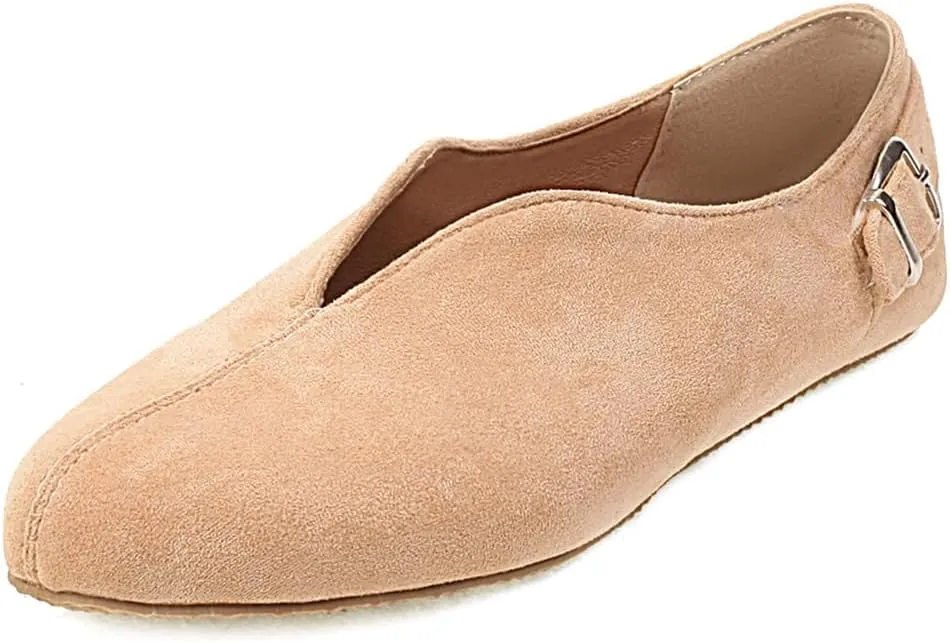 Women's Casual Slip On Loafers Flats Vintage Round Toe Comfort Vegan Suede Girls Dress Oxford Shoes