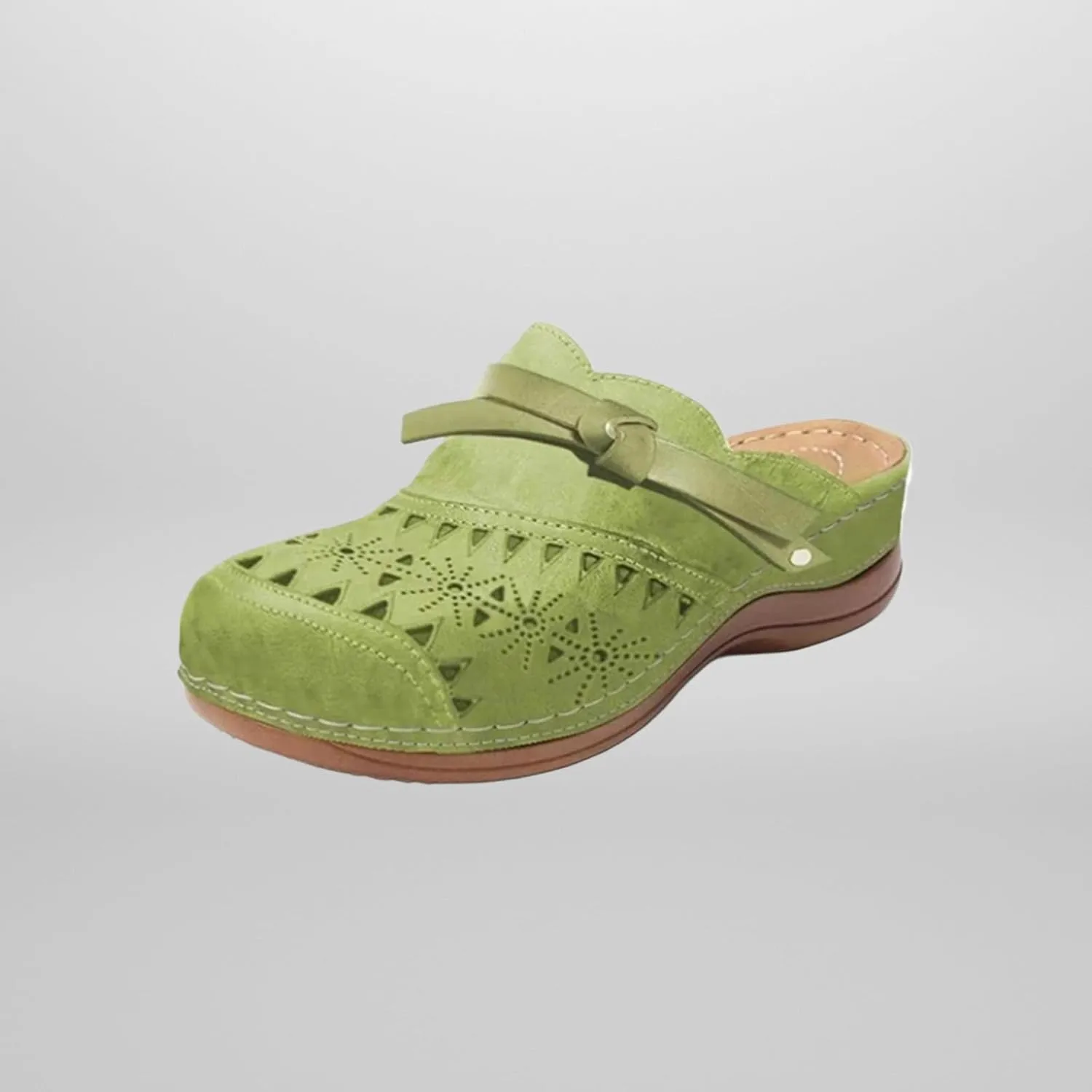 Womens Clogs with Arch Support Mule Shoes Vintage Closed Toe Wide Width Sandals Summer Hollow Out Slip On Slippers Outdoor Flats