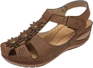 Womens Low Wedge Sandals Comfortable Dressy Walking Shoes Closed Toe Platform Sandals Hollow Out Ankle Strappy Non Slip Summer Sandal Walking Wedges Comfort Wear Vintage Gladiator Sandal Roman Style