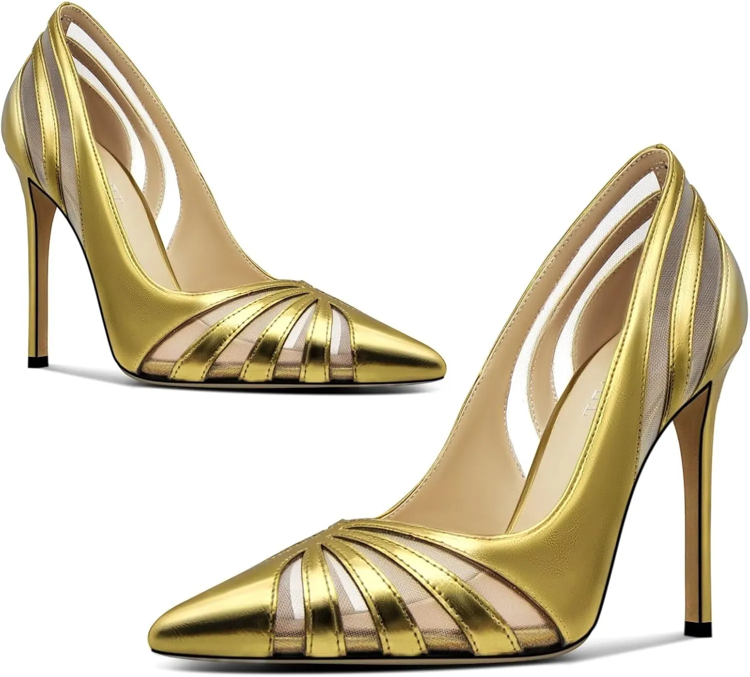 Women's Mesh Pumps Pointed Toe High Heels Closed Toe Comfortable Dress Office Work Shoes for Women