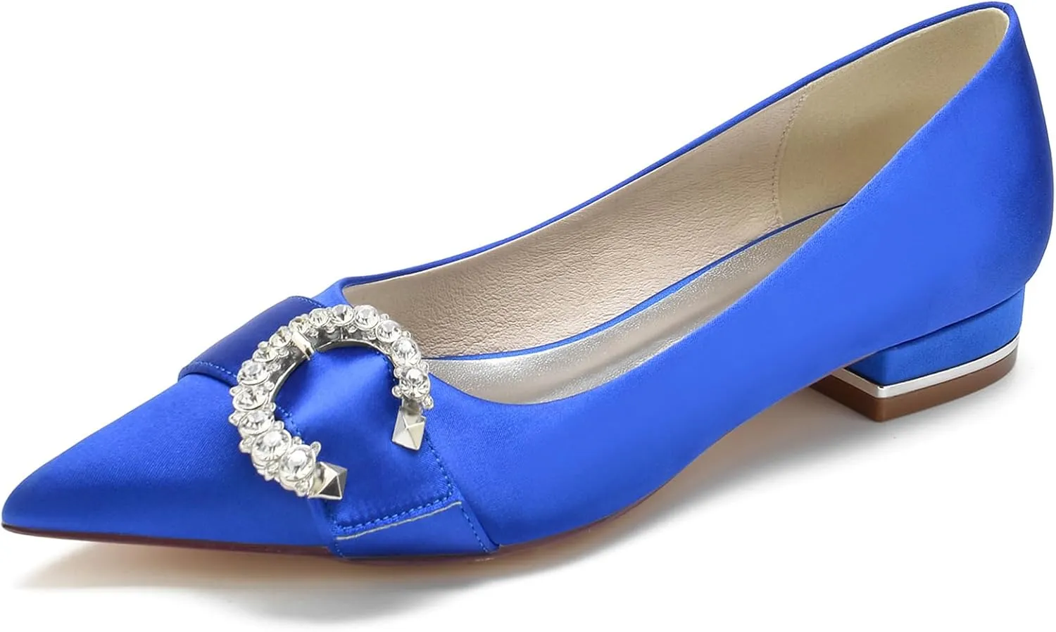Women's Pointed Toe Wedding Shoes for Bride Rhinestones Slip on Ballet Flats Evening Prom Party Bridal Dress Shoes
