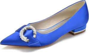 Women's Pointed Toe Wedding Shoes for Bride Rhinestones Slip on Ballet Flats Evening Prom Party Bridal Dress Shoes