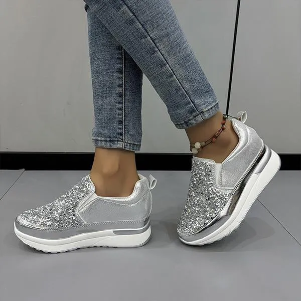 Women's Sequined Casual Wedge Platform Shoes 38295652S