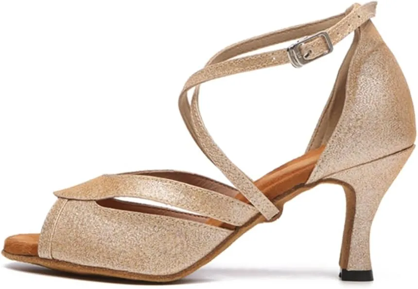 Women's Stylish Open Toe Ballroom Latin Tango Rumba Party Wedding Practice Dance Shoes