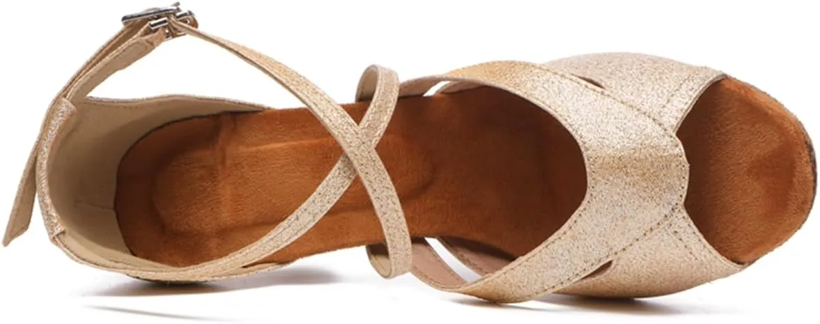 Women's Stylish Open Toe Ballroom Latin Tango Rumba Party Wedding Practice Dance Shoes
