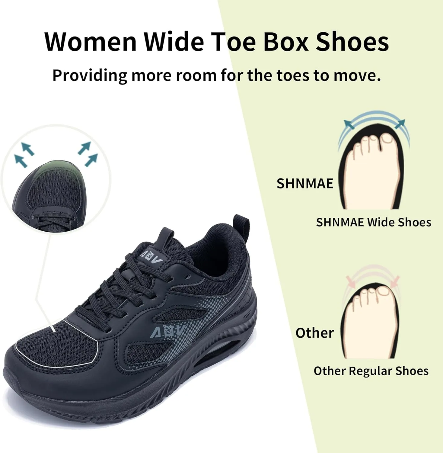 Women's Wide Toe Box Walking Shoes with Arch Support Wide Air Tennis Sneakers Orthotic Plantar Fasciitis Shoes