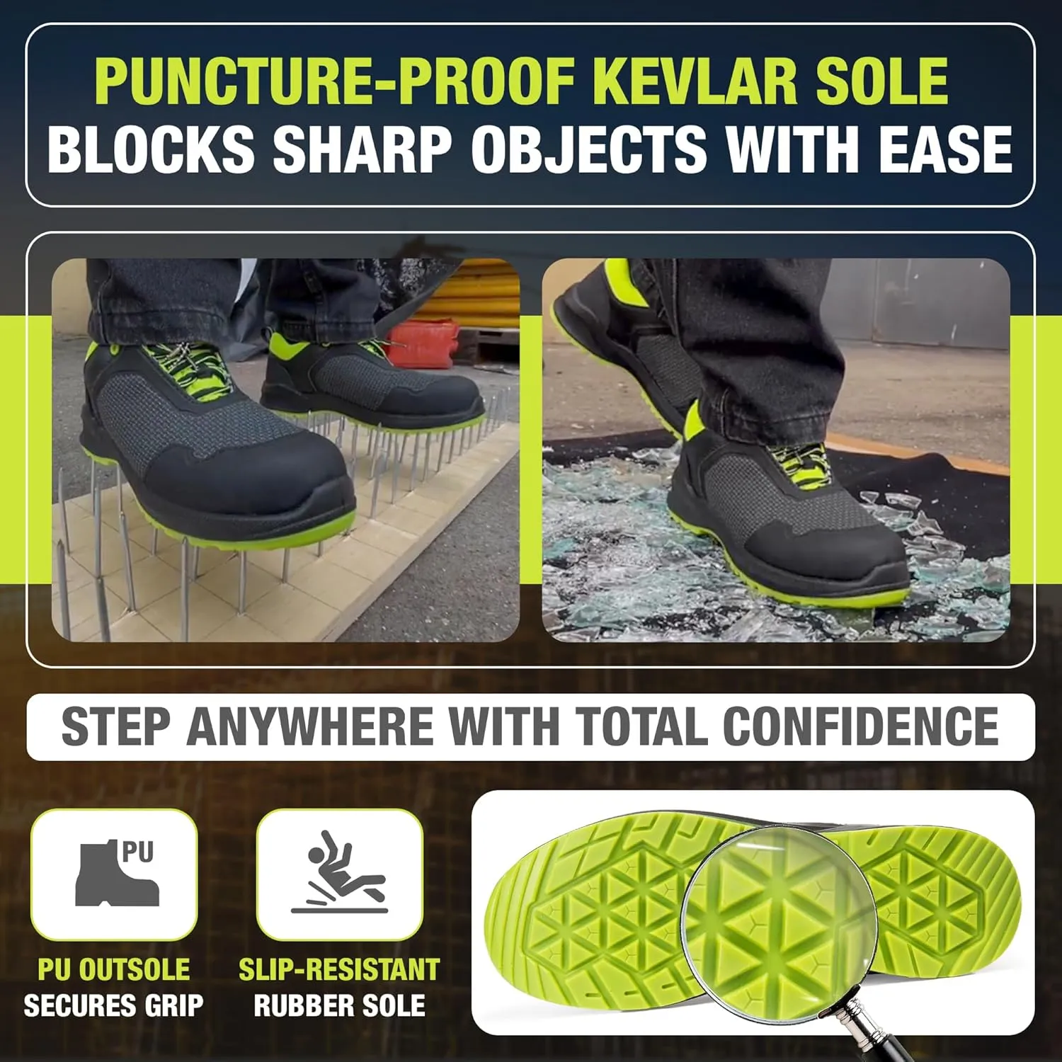 Work Boots for Men  Composite Toe Safety Shoes, Lightweight & Comfortable, Puncture-Proof Kevlar Sole, Water-Resistant, Durable Construction Work Shoes for Men