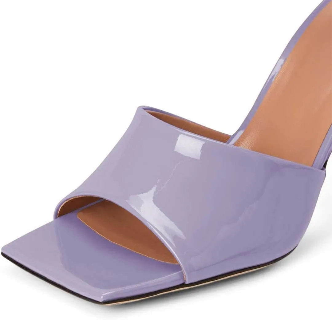 XYD Women's Clear High Block Heels Mules Open Square Toe Slip On Comfort Sexy Dress Pumps Sandals Evening Party Prom Shoes