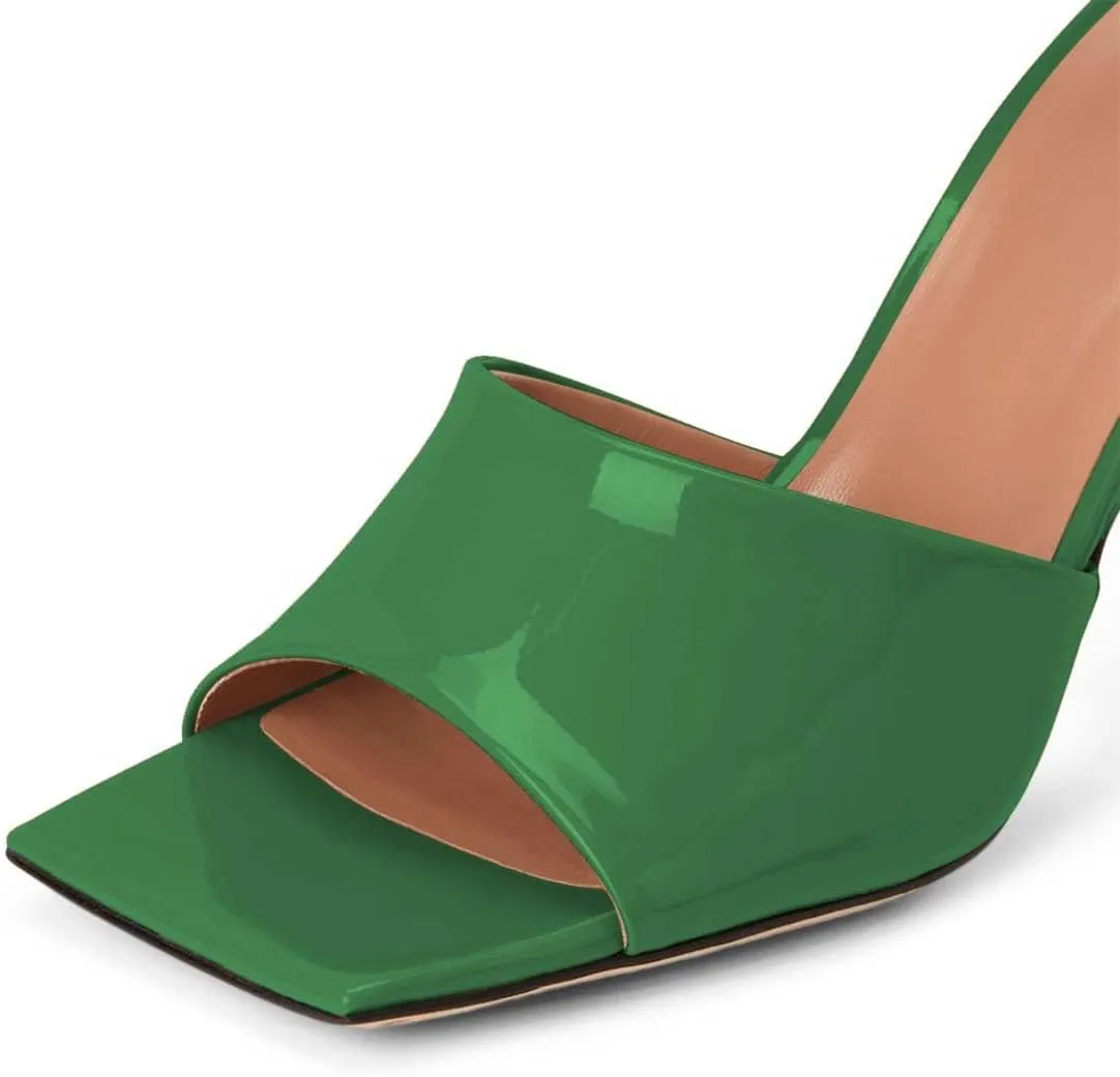 XYD Women's Clear High Block Heels Mules Open Square Toe Slip On Comfort Sexy Dress Pumps Sandals Evening Party Prom Shoes